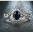 thumbnail image 4 of 2.25 Carat 8x6mm Oval Shape Blue Sapphire And Diamond Moissanite Double Halo Engagement Ring in 10k White Gold, 4 of 5