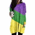 thumbnail image 4 of Timegard Womens Tops Crew Neck Long Sleeve Color Block Glitter Loose Long Tops with Pockets Club Wear, 4 of 6