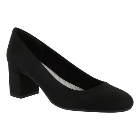 Womens Black Suede Pumps - Easy Street Women's Proper Pump (Black Super Suede)