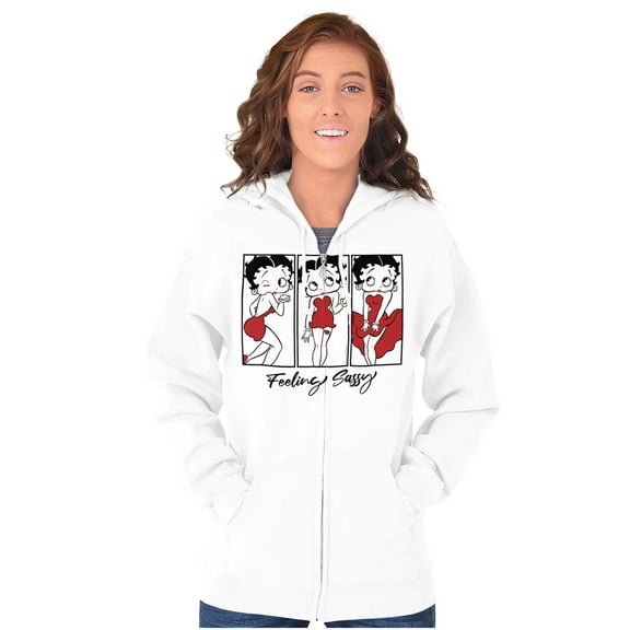 Betty Boop Feeling Sassy Cartoon Zip Hoodie Sweatshirt Women Brisco Brands S