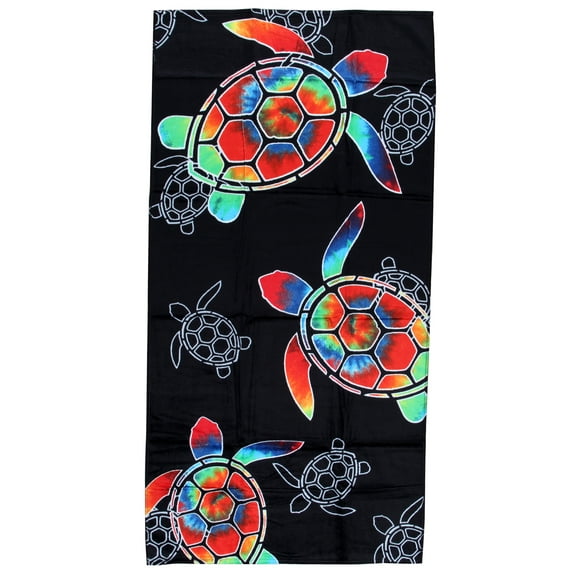 Luxurious - Turtle Tie Dye - 100% Cotton Velour Beach Towel – Soft, Absorbent, and Stylish!