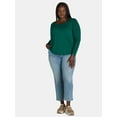 thumbnail image 2 of Terra & Sky Women's Plus Size Scoop Neck Tee with Long Sleeves, Available in 1 and 3-Packs, Sizes 0X-5X, 2 of 4