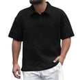 thumbnail image 2 of Men Polo Shirts Short Sleeve Button Tee Shirt Basic Black Mens Dress Shirts, 2 of 3