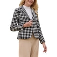 thumbnail image 4 of Blazers de tweed a cuadros para mujer INSPIRE CHIC con solapa de muesca, chaquetas de oficina de manga larga de moda 2025 en negro, 4 of 5