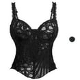 thumbnail image 3 of Ugoldhm Women's Sheer Floral Lace Corset - Textured Lace-Up Overbust Bustier Body Shaper Wear, 3 of 8