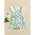 thumbnail image 6 of Aojekbee 2PCS Baby Girls Summer Outfits Fly Sleeve Ribbed Tops + Daisy Suspender Shorts Set Toddler Clothes, 6 of 10