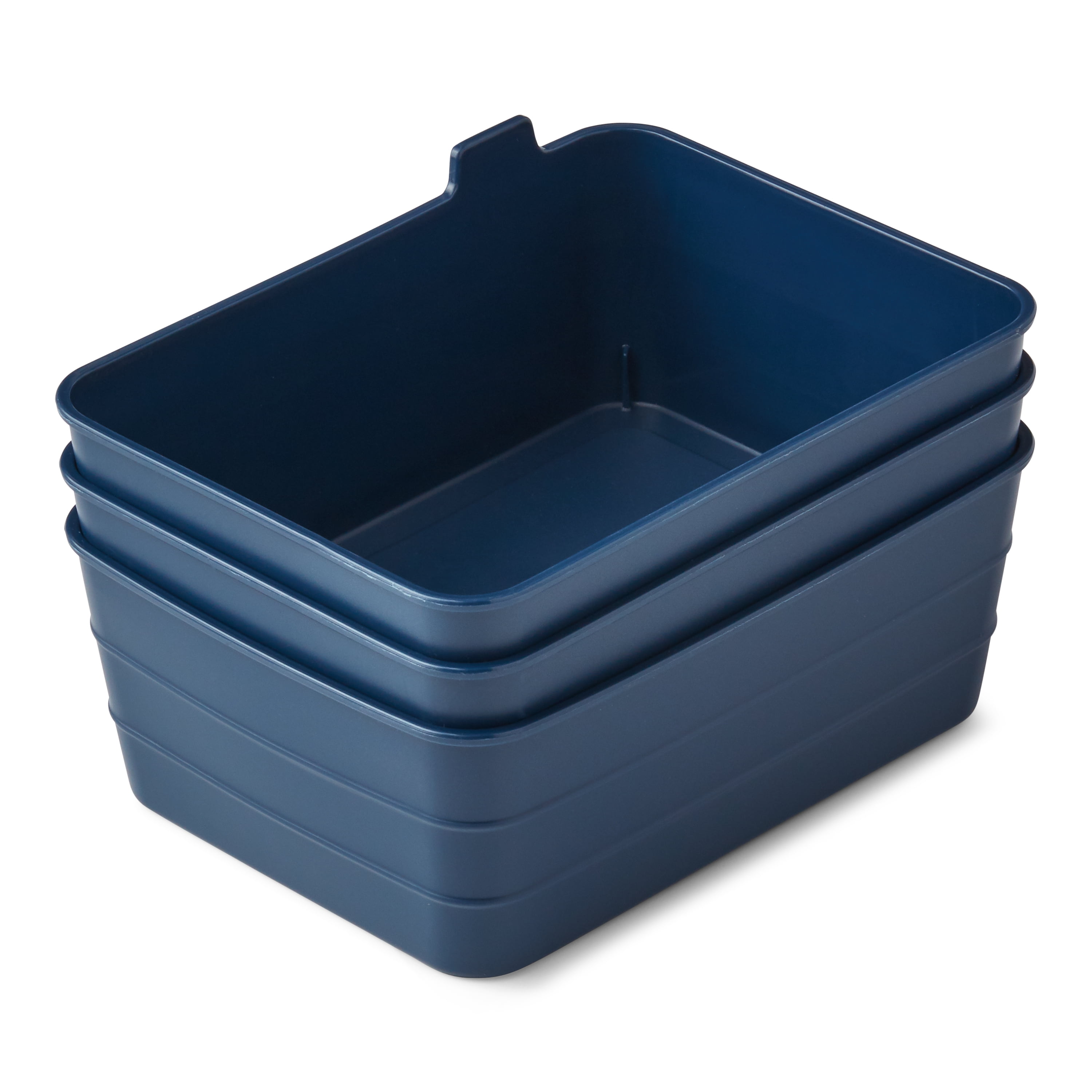 Mainstays Plastic Set of 3 Flexible Drawer Storage Organizers, 7" x 5.2" x 2.9", Blue, Designed to Help with Kitchen Organization and Accessibility