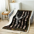 thumbnail image 2 of American Flag 40"X50" Throw Blanket, Brown Grey Camouflage Antlers and Leaves Fuzzy Blanket,Camo Hunting Deer Wild Animal Fleece Blanket Stars and Stripes Sherpa Blanket for Sofa( Farmhouse Style ), 2 of 4