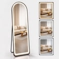 thumbnail image 1 of Espejo De Piso Cuerpo Completo De Pared Arqueado con Luz Led de 3 Tonos Decorativo con Soporte y Marco para Dormitorio Sala Comedor o Cuarto de 143cm, 1 of 7