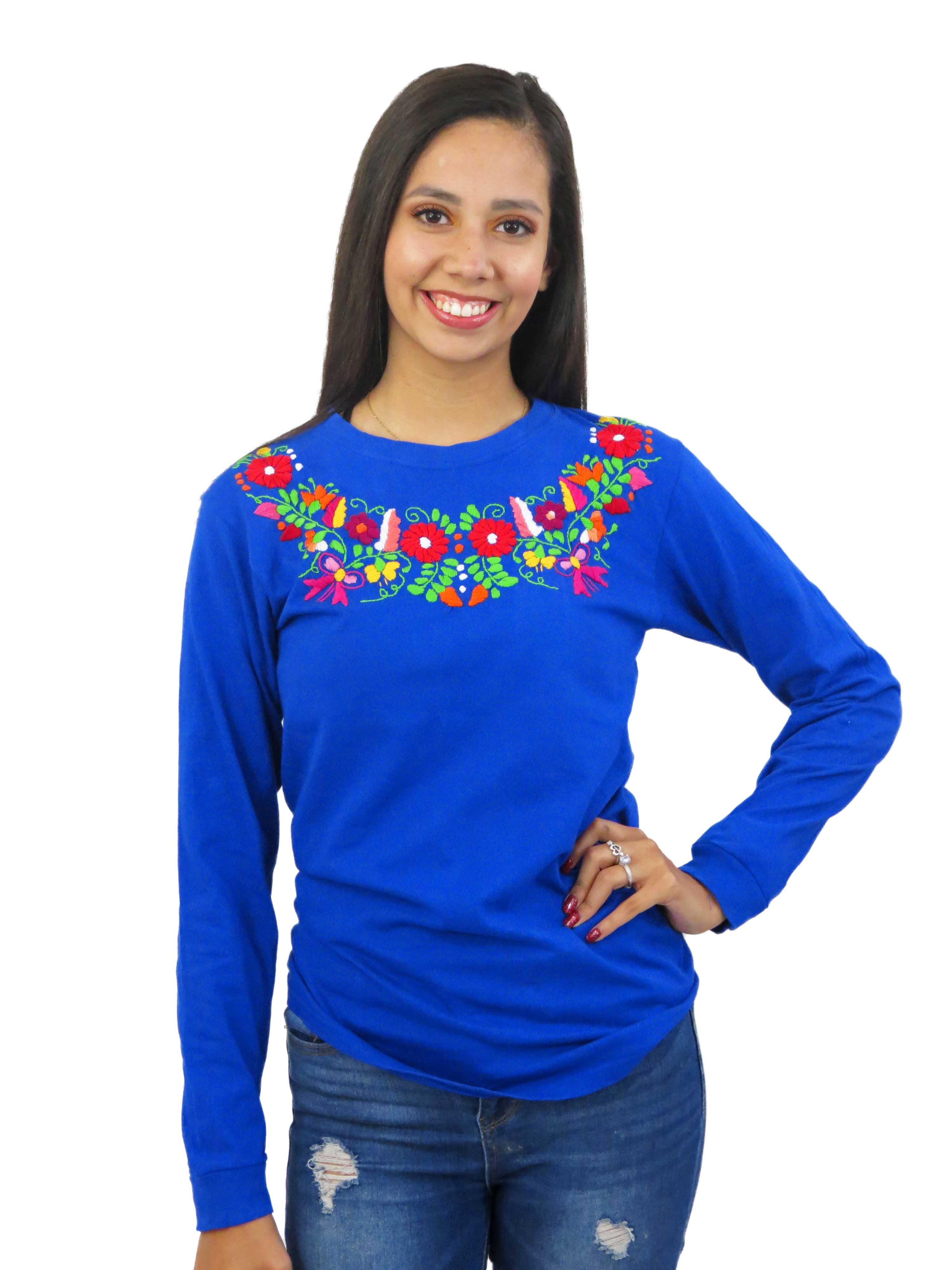 Mexican Hand Embroidered Long Sleeve T 