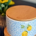 thumbnail image 5 of WHW Whole House Worlds Key West Lemon Storage Canisters, Set of 2, Bamboo Tops, Stoneware, Blue, White and Yellow, 6 Inches, for Coffee Tea Spices, 5 of 8