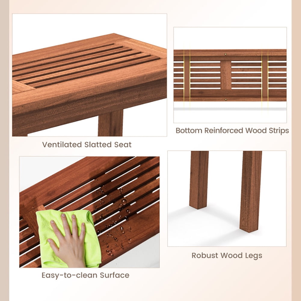 Aimee Lii 2-Seater Patio Backless Dining Bench with Breathable Slatted Seat, Outdoor Patio Furniture Aimee Lii 2-Seater Patio Backless Dining Bench with Breathable Slatted Seat, Outdoor Patio Furniture