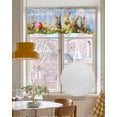thumbnail image 4 of Country Easter Rabbits Linen Curtain Valance for Bedroom/Bathroom/Kitchen/Office/Living/Dining Room Windows,Watercolor Floral Eggs Spring Rod Pocket Topper Drapes Decorative Cafe Drapery Panel 60x18, 4 of 6