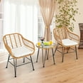 thumbnail image 3 of Costway 3PCS Patio Rattan Bistro Furniture Set Cushioned Chair Table White, 3 of 10