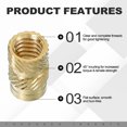 thumbnail image 3 of Uxcell Threaded Inserts, Brass Heat Set Insert Female Threaded Inserts Metric Knurled Nuts Embedment Nut 20 20x12x8mm, 3 of 7