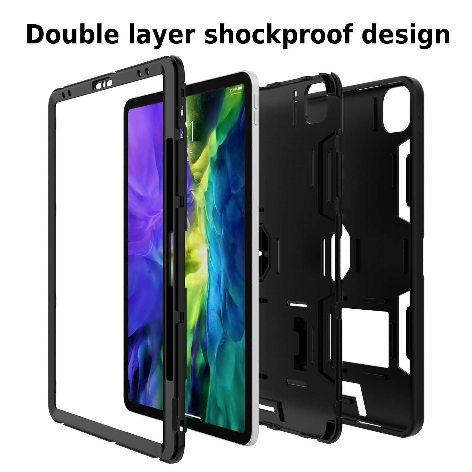 Dteck for iPad Pro 12.9 Inch Case 2022 6th Generation, Heavy Duty Military Grade Drop Protection Shockproof With Kickstand Case with Pencil Holder for 12.9 inch iPad Pro 6th/5th/4th/3rd Gen,Black
