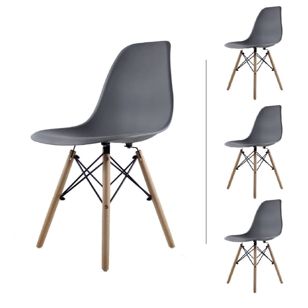 Juego de Sillas Grises Mundo In Eames Oslo para Comedor 4 Piezas