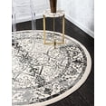 thumbnail image 1 of Unique Loom La Jolla Collection Tone Traditional Round Rug, 6 Feet, Gray/Ivory, 1 of 5