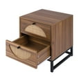 thumbnail image 5 of 2 Pieces Nightstand with 2 Drawers Naturel Rattan Bedside Table End Side Table for Bedroom Living Room, Walnut, 5 of 6