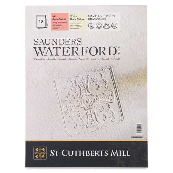 Saunders Waterford Watercolor Pad - 12" x 16", Hot Press, 140 lb, 12 Sheets
