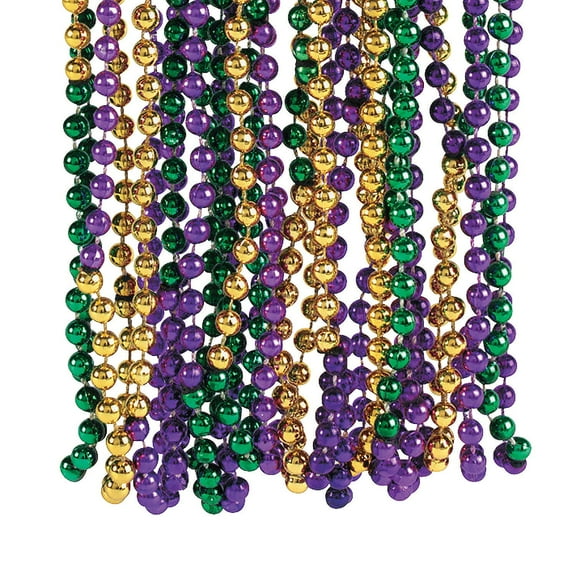 Tri-Color Mardi Gras Beads (4Dz) - Jewelry - 48 Pieces