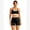 Black, variant on IBTOM CASTLE Double Layer Workout Sets for Women 2 Piece Sports Bra High Waist Biker Shorts with Pocket Yoga Pialtes Outfits S Blue