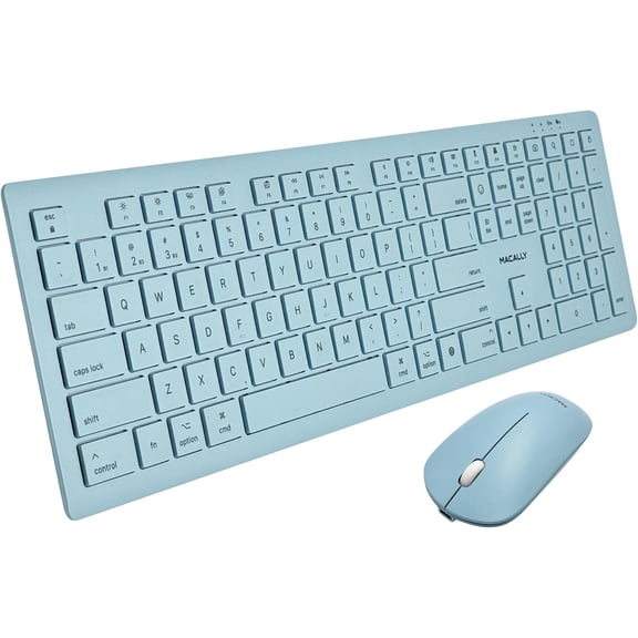 Macally Wireless Keyboard and Mouse Combo for Mac Mini/Pro, iMac, MacBook, iPad, iPhone - Compatible Bluetooth Apple Keyboard and Mouse Combo (Multi Device, Rechargeable, Emoji Keys)