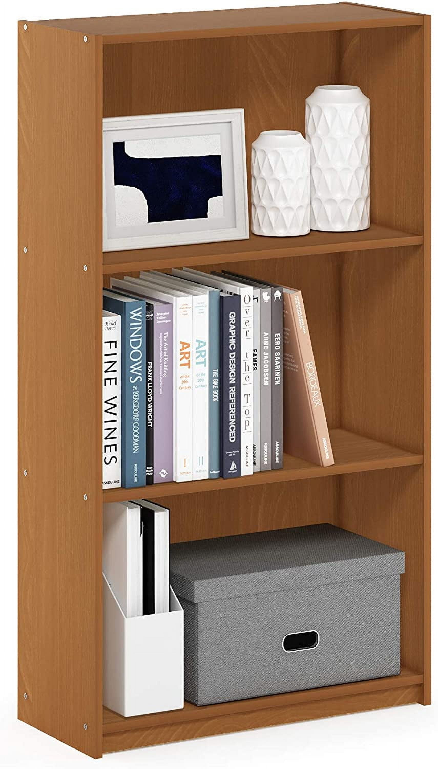 Furinno Basic 3-Tier Bookcase Storage Shelves, Natural Oak