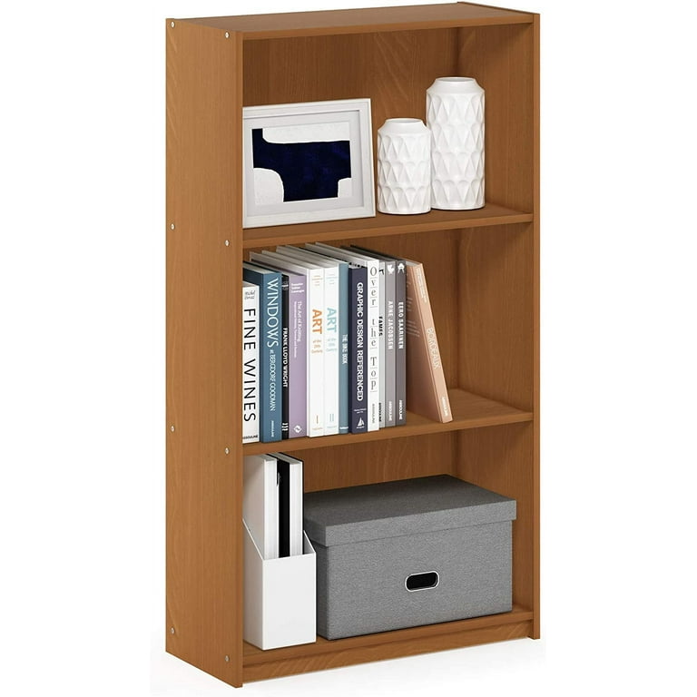 Furinno, Bookcase, 3-Tier Storage Shelves, Natural Oak - Walmart.com