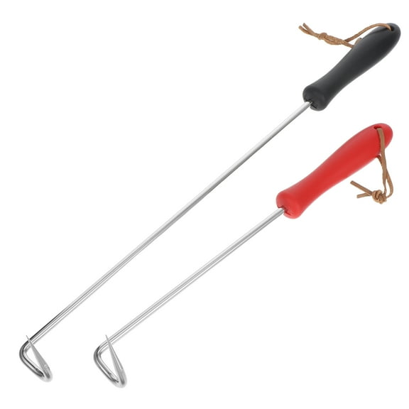 VORCOOL 2Pcs Meat Turner Hooks with Stainless Steel Forks and Plastic Handles for Outdoor Bbq
