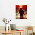 thumbnail image 2 of Shiartex Japanese Wall Art - Japanese Armored Samurai art Painting Anime Posters Wall Decor Home Red Plum Blossom Vintage Canvas Ocean Decor Modern Living Room Bedroom Artwork 16x20 in/12x16 in, 2 of 4