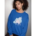 thumbnail image 2 of Long Blue Pastel Mane Unicorn Sweatshirt Women -Image by Shutterstock, Female Large, 2 of 4