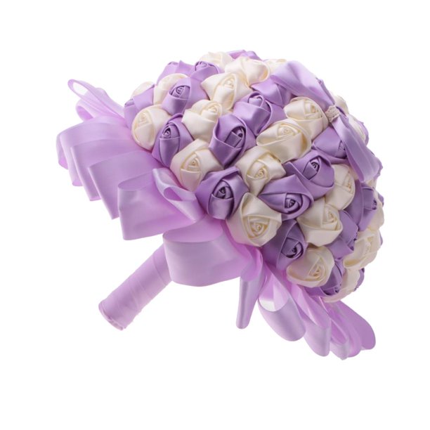 Bouquet Ramo de Bowknot con Cinta de y Artificiales Accesorio de Novias de Púrpura y blanco Yotijar Ramo de novia