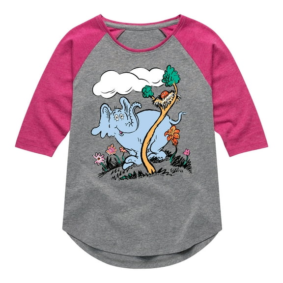 Dr. Seuss - Horton Hatches the Egg - Trees and Flowers - Toddler And Youth Girls Raglan Graphic T-Shirt