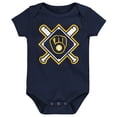 thumbnail image 4 of Newborn Outerstuff Milwaukee Brewers Home Plate 3-Piece Creeper Set, 4 of 4
