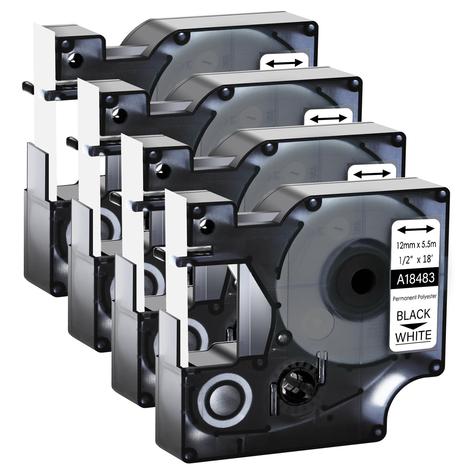 GREENCYCLE 4PK Industrial Permanent Polyester Label Tape Compatible for