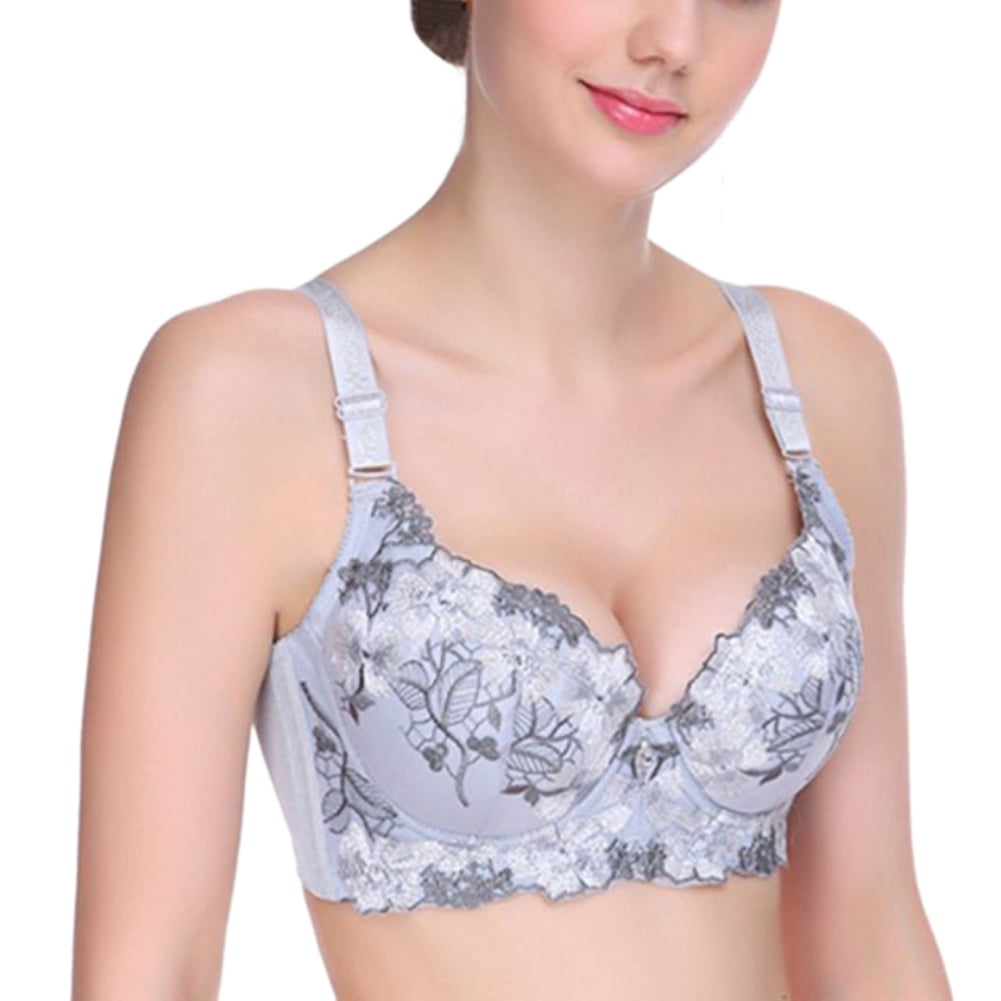 Pretty Comy Women's Push Up Bra Floral Lace Comfort Lightly Padded  Underwire Bra Plunge Lift Up Bra