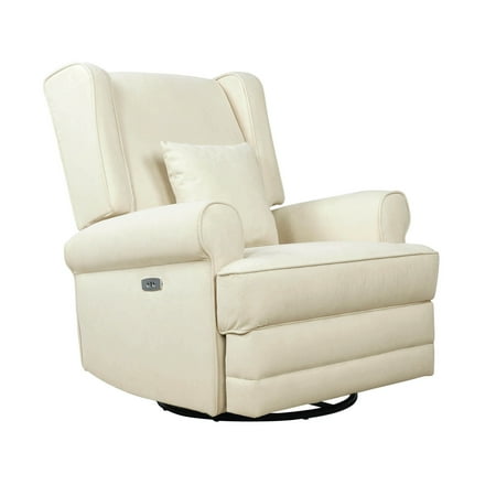 UPC: 0811048034991 | Evolur Phoenix Upholstered Seating Wing Back Glider Swivel Rocker Power Recliner Glider Chair for Nursery in Shell Modern Nursery Recliner with A Bonus Pillow Tool-Free Assembly Easy to Clean