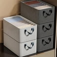 thumbnail image 4 of Caja de Almacenamiento de Ropa con de Metal Plegable una Rayas Beige Caja de Almacenamiento de Pantalones de Gran Capacidad, 4 of 5