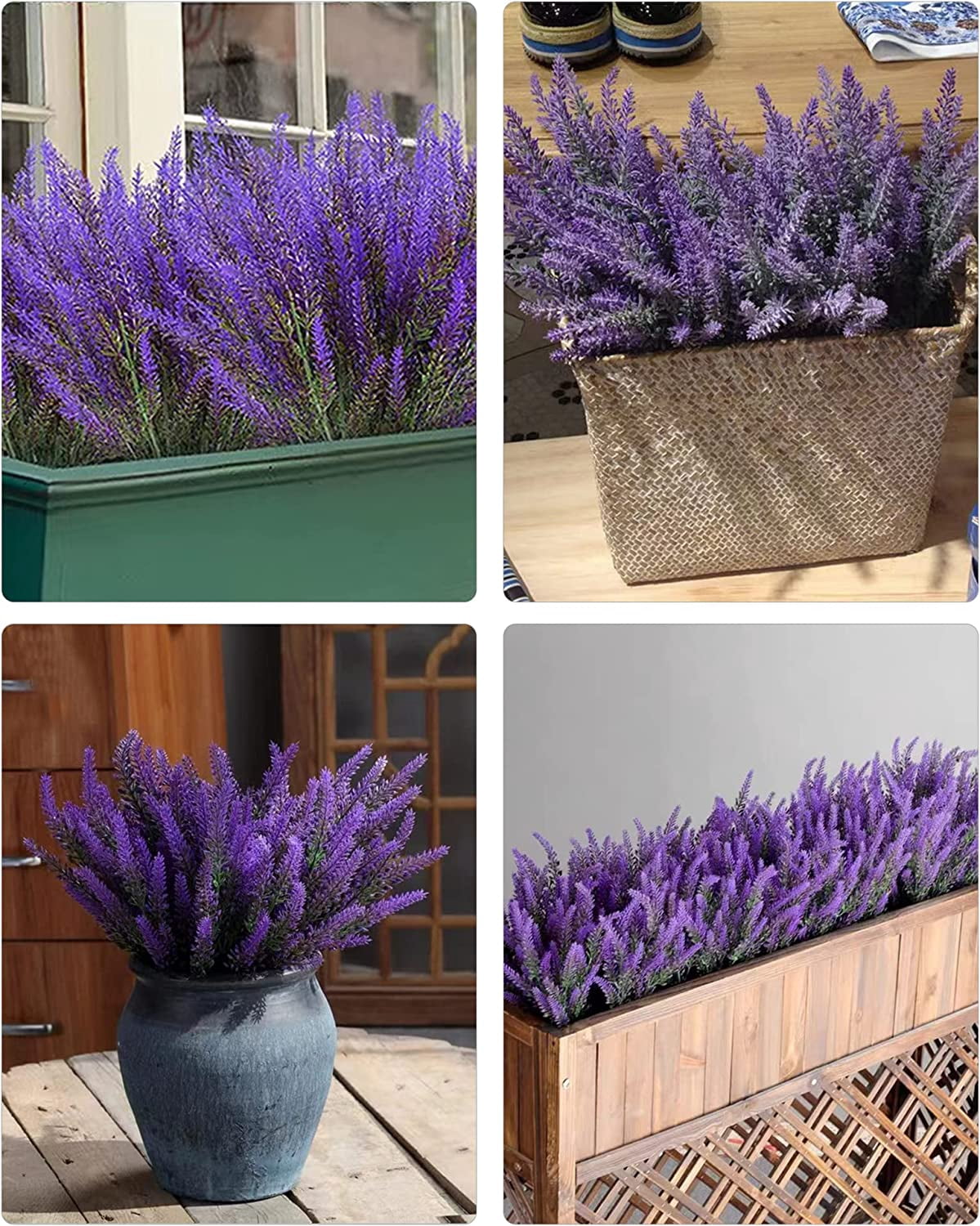 10 Bundles Artificial Lavender Flowers Artificial Flowers and Plants UV Resistant Plastic Outdoor Indoor Purple Fake for Home Decor Spring Garden Farmhouse Porch Pot Window Box Wedding Home