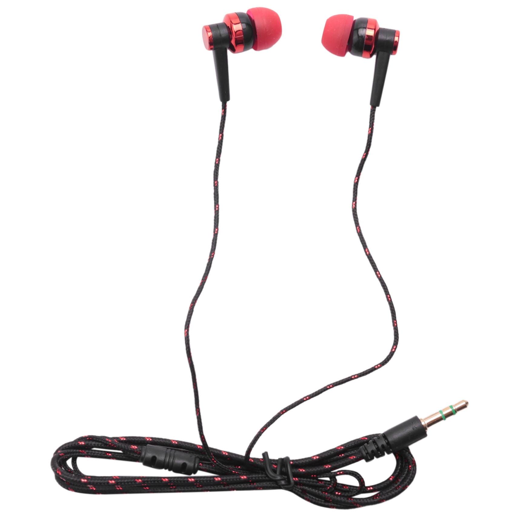 H168 3.5mm inear braided wired subwoofer earplug insulated sports music headphones(red
