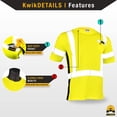 thumbnail image 4 of KwikSafety (Charlotte, NC) OPERATOR Short Sleeve Safety Shirt (w/ POCKET & Solid Reflective Tape) Class 2 ANSI OSHA High Visibility Construction Security Hi Viz Clothing Workwear Men | Yellow Large, 4 of 7