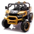 thumbnail image 4 of Xuanlur 24V Ride On Toys for Big Kids W/20" Seat, 4WD 6X6 2 Seater Ride On Dump Truck with Remote Control, 3 Speeds, High Efficiency Battery, 4X100 Motors, Music, Ride On Car for Boys Girls, Orange, 4 of 6