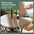 thumbnail image 3 of Round Outdoor Tablecloth with Umbrella Hole and Zipper, Brown Solid Color Texture Fitted Table Cover with Elastic Edge for 55-60 Inch, Simple Brown Stripes Waterproof Patio Tablecoths for Picnic, 3 of 9