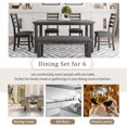 thumbnail image 3 of 6 Piece Dining Table Set with 4 Chairs and Bench, Wooden Dining Set for Kitchen, Dining Room, Gray, 3 of 8
