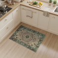 thumbnail image 2 of ODIKA 3'x5' Washable Throw Rug Vintage Boho Ornate Distressed Border Scrolls Ornamental Scroll for Entryway, Kitchen, Mudroom, Stain Resistant, Low Profile, Non-Slip, 2 of 7