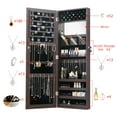 thumbnail image 5 of Full Length Mirror Jewelry Armoire Cabinet Organizer for Makeup over The Door Mirror with Jewelry Box Lockable Storage Brown, 5 of 7