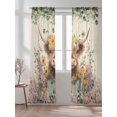 thumbnail image 2 of Sheer Curtains 84 Inches Long 2 Panels Set for Living Room, Spring Cow Floral Semi Sheer Curtains for Windows, Green Eucalyptus Leaves Linen Voile Window Treatments Rod Pocket Curtain, 2 of 7