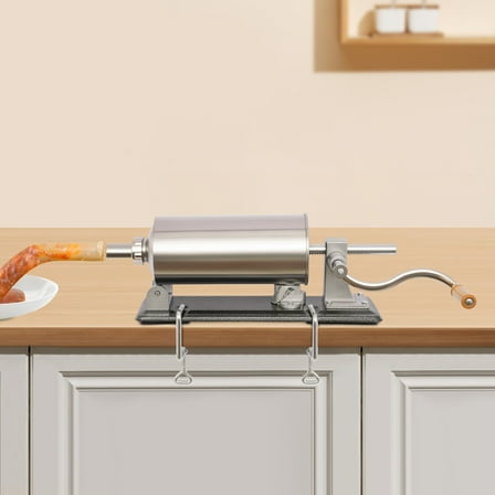 4L Electric Meat Sausage Stuffer Maker Commercial Home Filler Horizontal Stainless Steel Homemade Manual Sausage Maker Horizontal Meat Filling Kitchen Machine, Packed 8 Stuffing Tubes