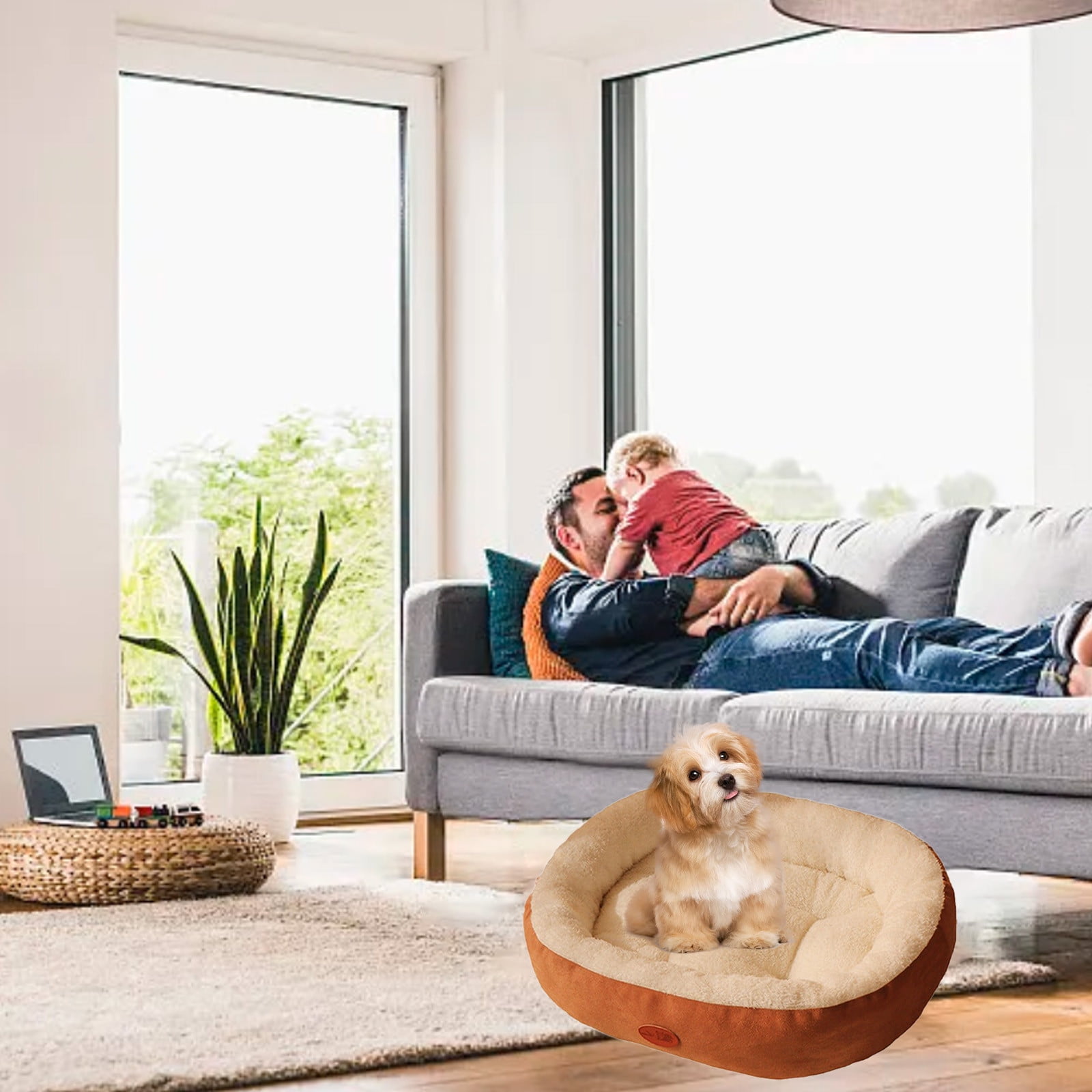 Nebwoak Pet Nest Bed for Dog Winter Warm Cats Kennel all Season Universal Oval Cats Mat Winter Thickened Small and Medium Sized Dog Kennel